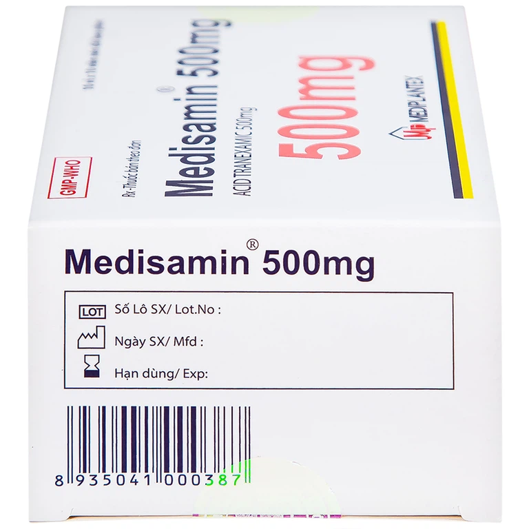 Thuốc Medisamin 500mg Mediplantex điều trị chảy máu ở bệnh ưa chảy máu, rong kinh (10 vỉ x 10 viên)