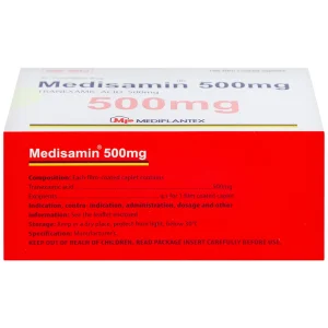Thuốc Medisamin 500mg Mediplantex điều trị chảy máu ở bệnh ưa chảy máu, rong kinh (10 vỉ x 10 viên)