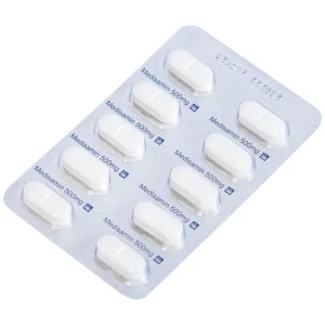 Thuốc Medisamin 500mg Mediplantex điều trị chảy máu ở bệnh ưa chảy máu, rong kinh (10 vỉ x 10 viên)