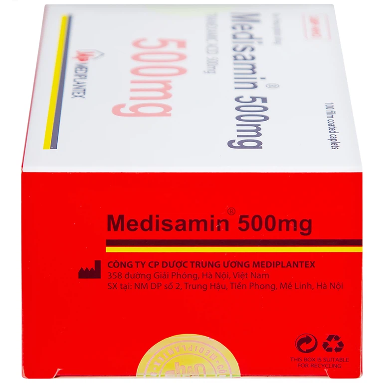 Thuốc Medisamin 500mg Mediplantex điều trị chảy máu ở bệnh ưa chảy máu, rong kinh (10 vỉ x 10 viên)