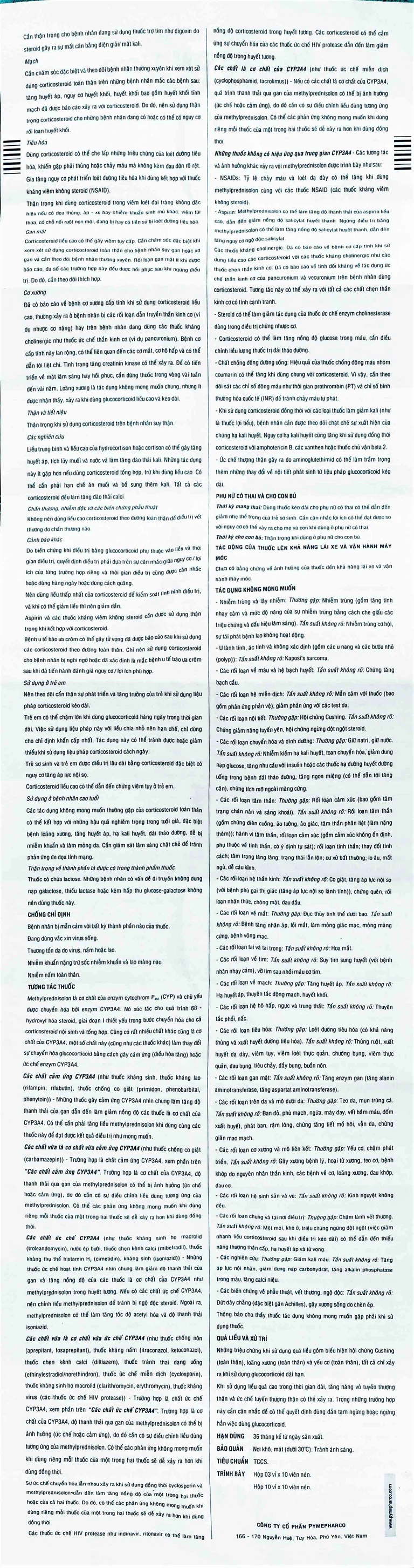 Thuốc Menison 16mg Pymepharco điều trị rối loạn nội tiết, viêm khớp, bệnh collagen (3 vỉ x 10 viên)