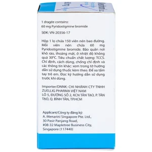 Viên nén Mestinon S.C. 60mg Menarini điều trị nhược cơ, tắc ruột do liệt ruột và bí tiểu sau phẫu thuật (150 viên)