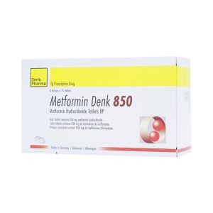 Viên nén Metformin Denk 850 điều trị đái tháo đường típ 2 (8 vỉ x 15 viên)