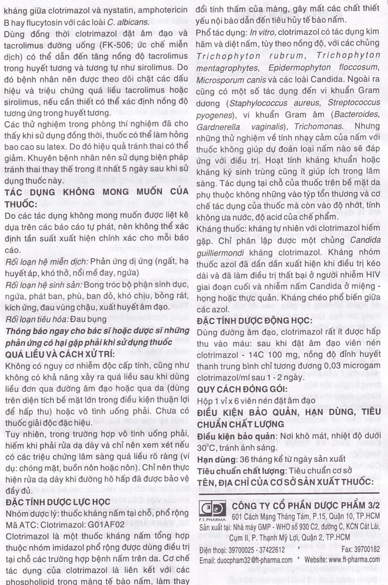 Viên đặt âm đạo Metrima 100 Dược 3-2 điều trị nấm candida (1 vỉ x 6 viên)