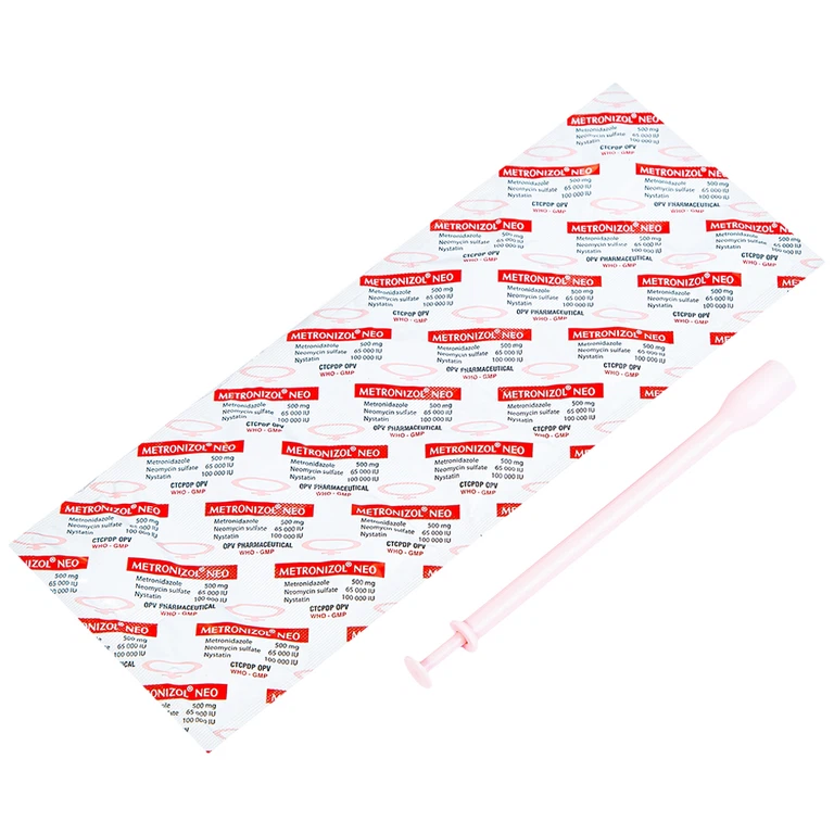 Viên đặt âm đạo Metronizol Neo OPV điều trị viêm nhiễm âm đạo (1 vỉ x 10 viên)