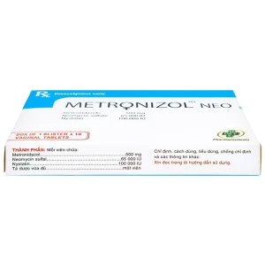 Viên đặt âm đạo Metronizol Neo OPV điều trị viêm nhiễm âm đạo (1 vỉ x 10 viên)