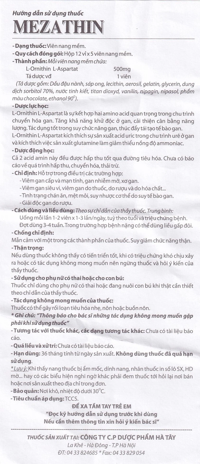 Viên nang mềm Mezathin 500mg Hataphar điều trị các bệnh về gan, chán ăn, mệt mỏi (12 vỉ x 5 viên)