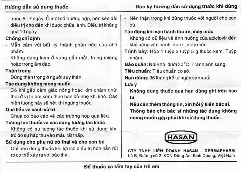Kem bôi da Mibeviru Cream Hasan điều trị nhiễm Herpes Simplex (5g)