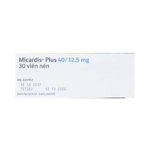 Viên nén Micardis Plus 40/12,5mg Boehringer điều trị tăng huyết áp vô căn (3 vỉ x 10 viên)