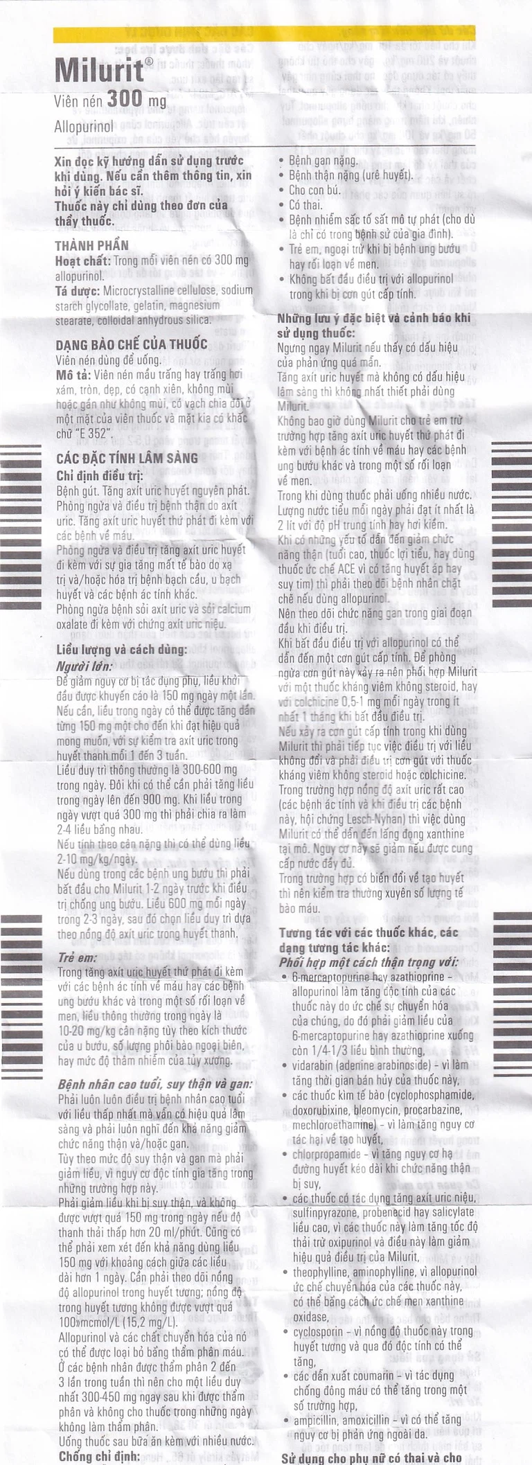 Viên nén Milurit 300mg Egis Pharma điều trị bệnh gout, phòng ngừa bệnh sỏi axit uric (30 viên)