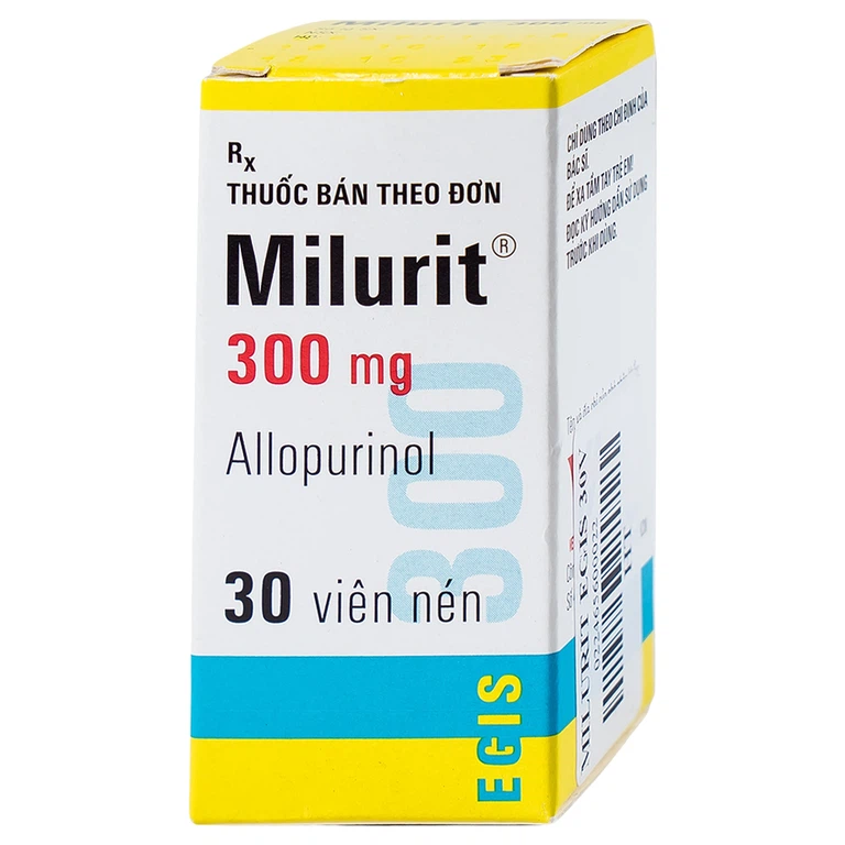 Viên nén Milurit 300mg Egis Pharma điều trị bệnh gout, phòng ngừa bệnh sỏi axit uric (30 viên)