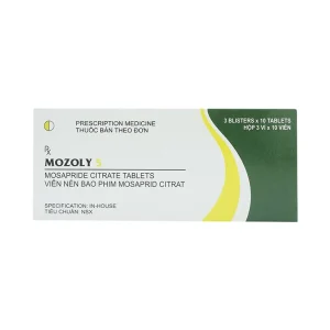 Viên nén Mozoly 5mg Cadila điều trị ợ nóng, buồn nôn, trào ngược dạ dày - thực quản (3 vỉ x 10 viên)