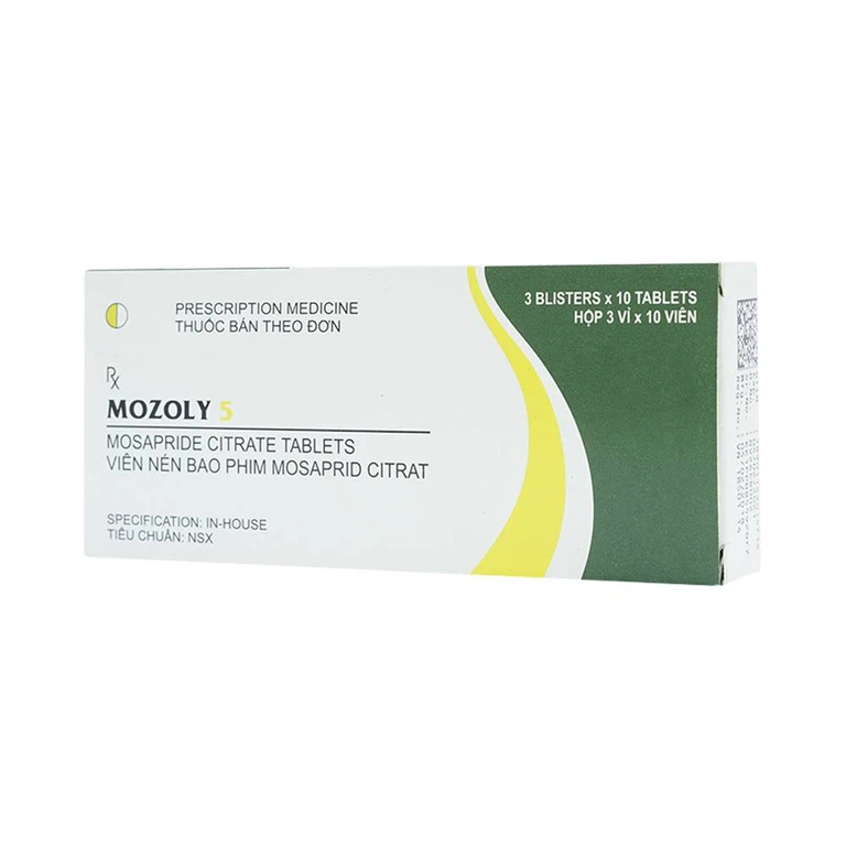 Viên nén Mozoly 5mg Cadila điều trị ợ nóng, buồn nôn, trào ngược dạ dày - thực quản (3 vỉ x 10 viên)