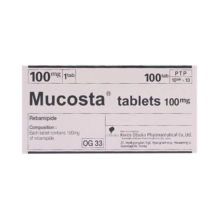 Viên nén Mucosta tablets 100mg Otsuka điều trị loét dạ dày, viêm niêm mạc dạ dày (10 vỉ x 10 viên)