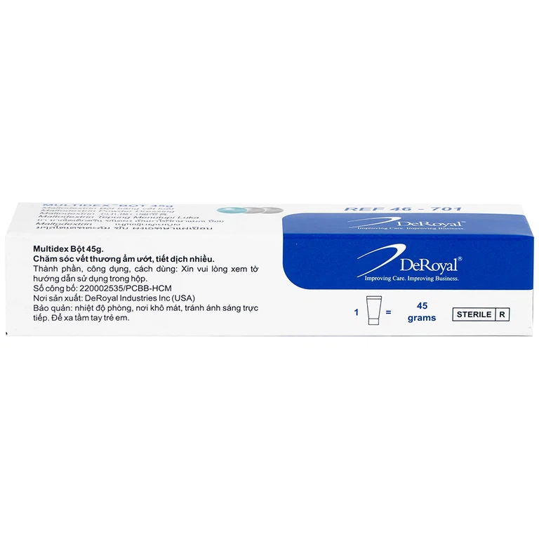 Bột Multidex 45g DeRoyal hỗ trợ điều trị viêm nhiễm da, làm lành các vết loét mãn tính
