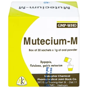 Thuốc bột uống Mutecium-M Mekophar điều trị ăn không tiêu, đầy hơi, chướng bụng (30 gói x 1g)