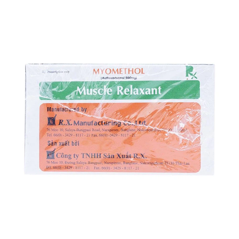 Viên nén Myomethol 500mg R.X điều trị đau lưng cấp tính do co thắt cơ (10 vỉ x 10 viên)