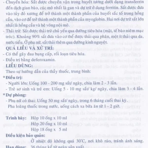 Dung dịch uống Nadyfer Nadyphar điều trị giảm nồng độ hemoglobin, mất máu kéo dài (2 vỉ x 10 ống)
