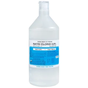 Dung dịch vô trùng Natri Clorid 0.9% Dược 3-2 rửa vết thương hở và kín, súc miệng (1000ml)