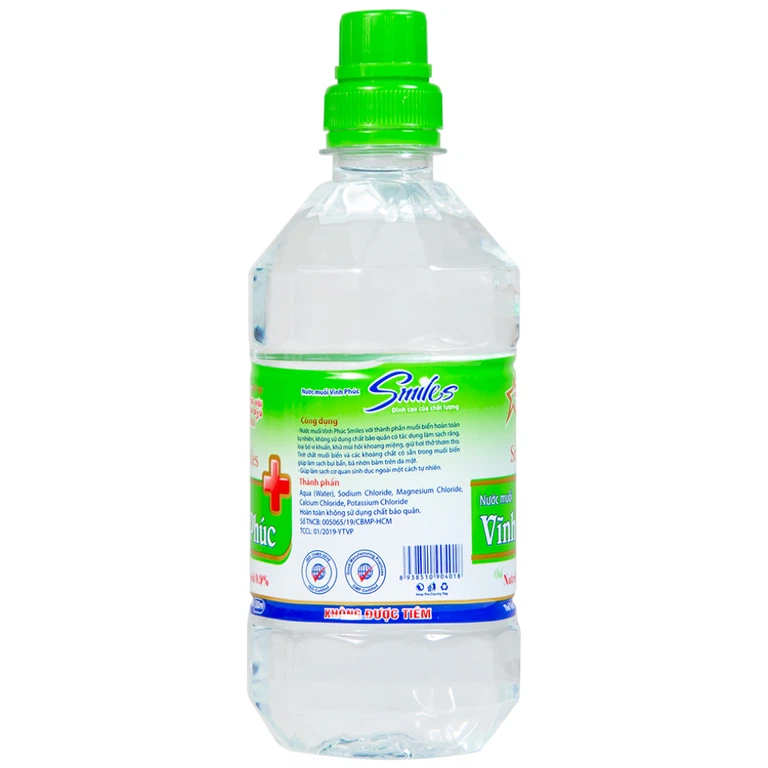 Nước muối Vĩnh Phúc Natriclorid 0.9% làm sạch răng, khử mùi hôi khoang miệng (500ml)