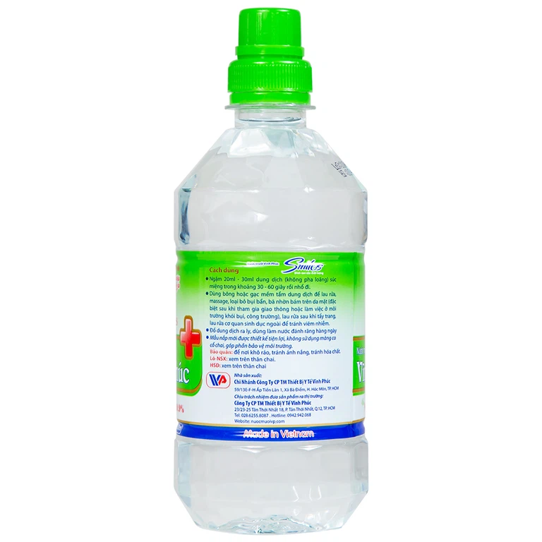 Nước muối Vĩnh Phúc Natriclorid 0.9% làm sạch răng, khử mùi hôi khoang miệng (500ml)