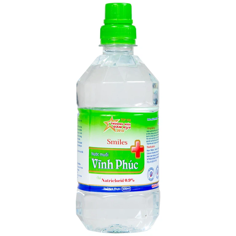 Nước muối Vĩnh Phúc Natriclorid 0.9% làm sạch răng, khử mùi hôi khoang miệng (500ml)