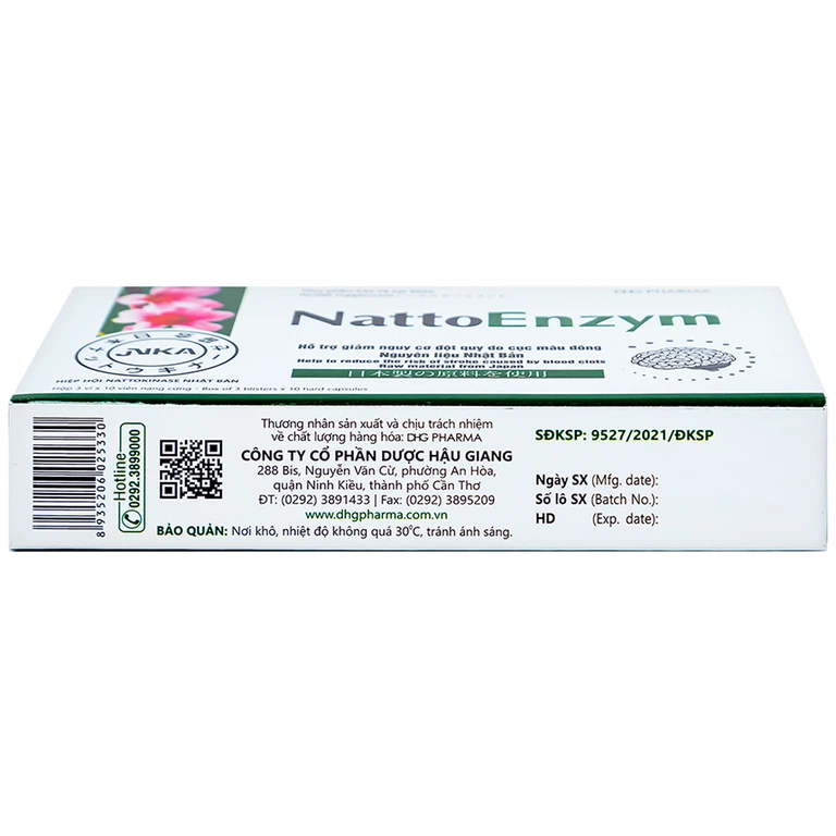 Viên uống NattoEnzym DHG hỗ trợ hoạt huyết, tăng tuần hoàn máu (3 vỉ x 10 viên)