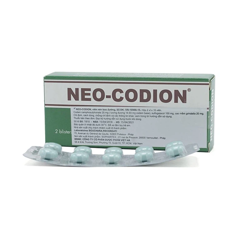 Viên nén Neo-Codion Bouchara điều trị triệu chứng ho khan (2 vỉ x 10 viên)