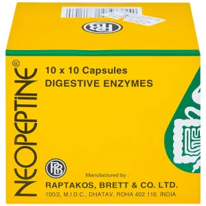 Men tiêu hóa cho người lớn dạng viên Neopeptine Raptakos (Hộp 10 vỉ x 10 viên)