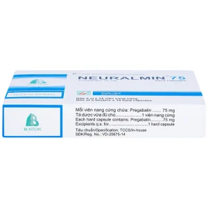 Viên nang cứng Neuralmin 75 Boston Pharma điều trị đau thần kinh, động kinh, rối loạn lo âu (2 vỉ x 14 viên)