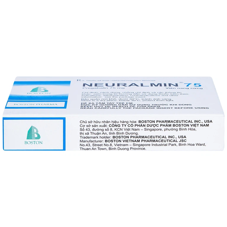 Viên nang cứng Neuralmin 75 Boston Pharma điều trị đau thần kinh, động kinh, rối loạn lo âu (2 vỉ x 14 viên)