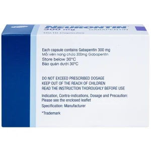 Viên nang cứng Neurontin 300mg Pfizer điều trị hỗ trợ trong động kinh cục bộ (10 vỉ x 10 viên)