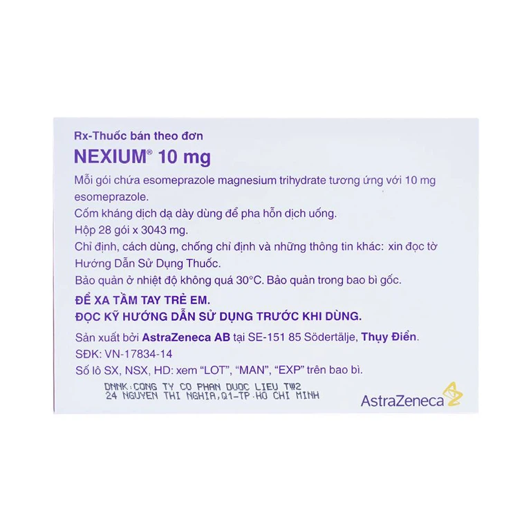 Cốm Nexium 10mg AstraZeneca điều trị trào ngược dạ dày - thực quản (28 gói)