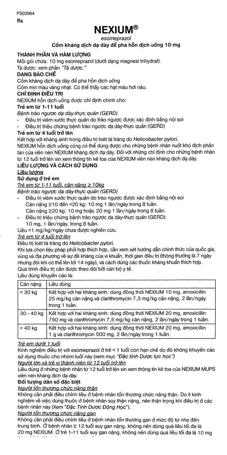 Cốm Nexium 10mg AstraZeneca điều trị trào ngược dạ dày - thực quản (28 gói)
