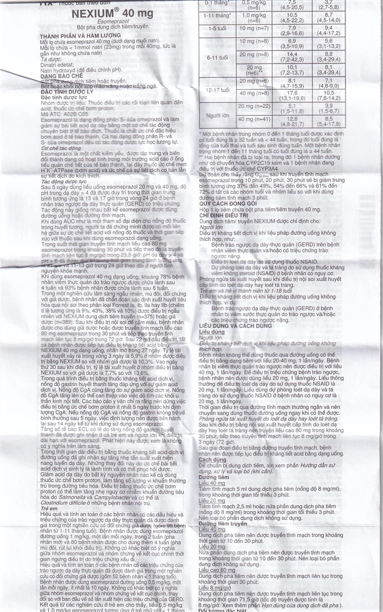 Bột pha tiêm Nexium 40mg AstraZeneca điều trị kháng tiết dịch vị, trào ngược dạ dày - thực quản (1 lọ)
