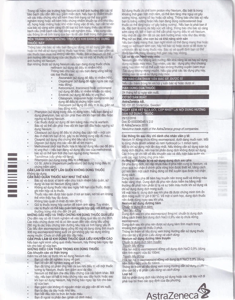 Bột pha tiêm Nexium 40mg AstraZeneca điều trị kháng tiết dịch vị, trào ngược dạ dày - thực quản (1 lọ)