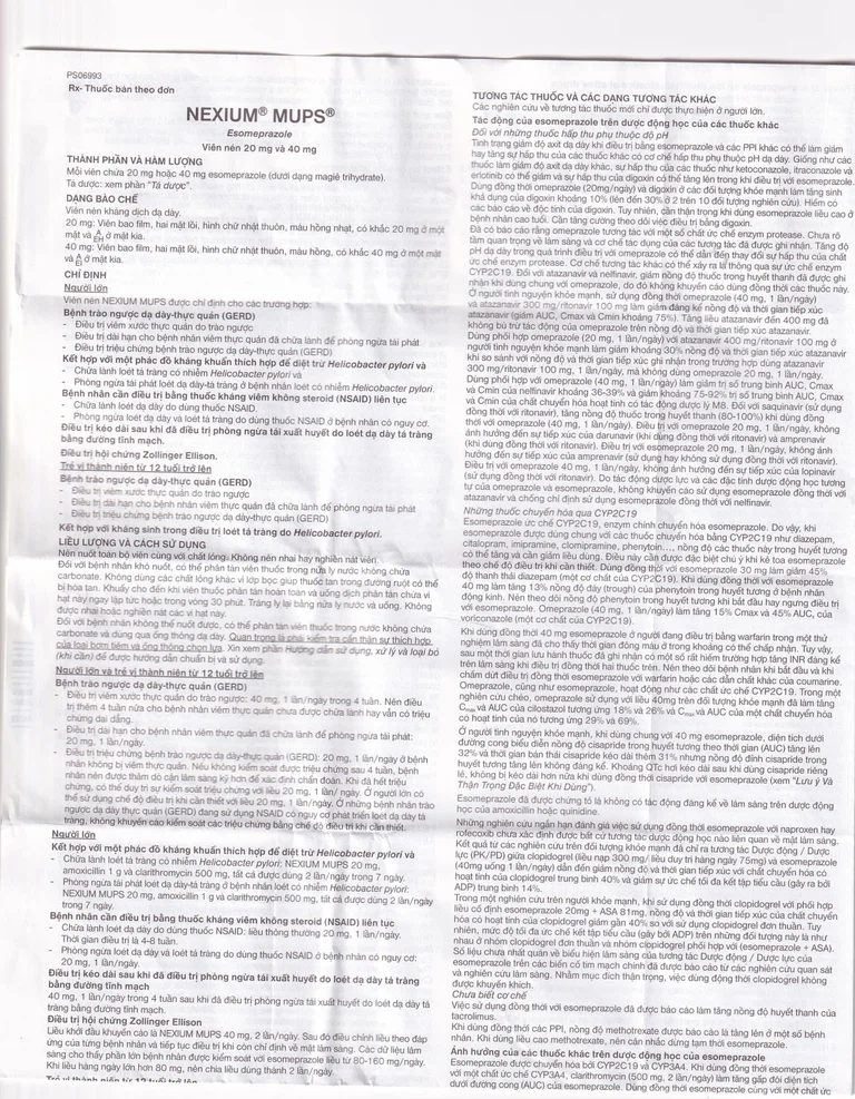 Viên nén Nexium Mups 20mg AstraZeneca điều trị trào ngược dạ dày - thực quản, loét dạ dày (2 vỉ x 7 viên)