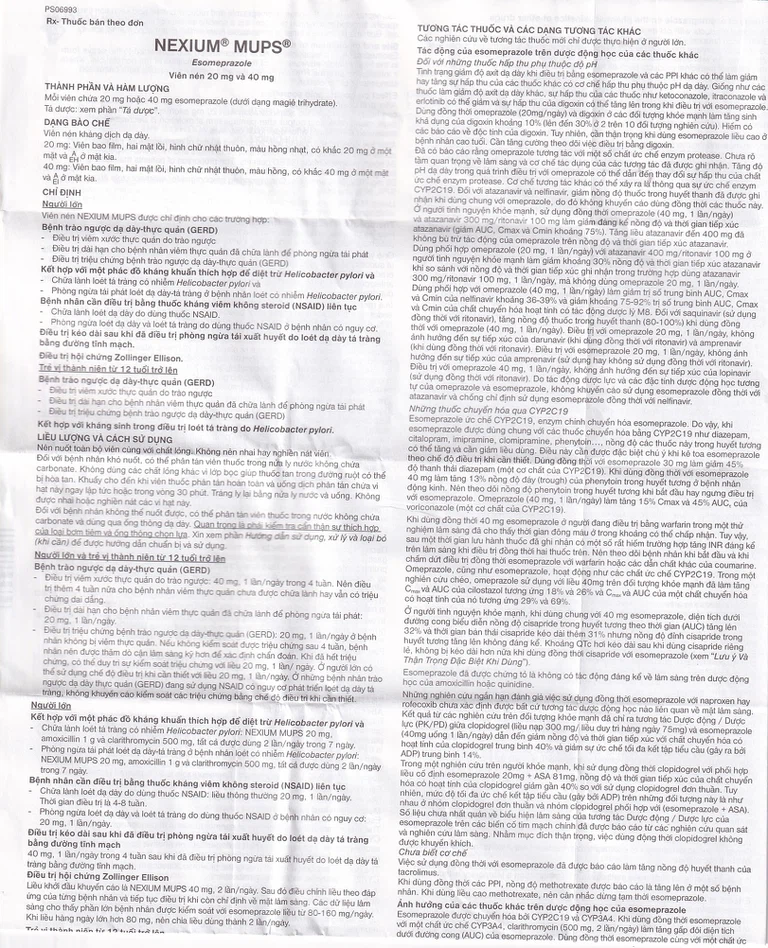 Viên nén Nexium Mups 40mg AstraZeneca điều trị trào ngược dạ dày - thực quản, loét dạ dày (2 vỉ x 7 viên)