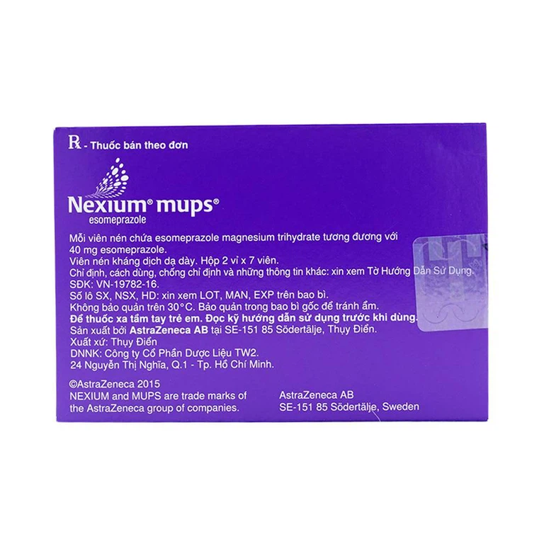 Viên nén Nexium Mups 40mg AstraZeneca điều trị trào ngược dạ dày - thực quản, loét dạ dày (2 vỉ x 7 viên)