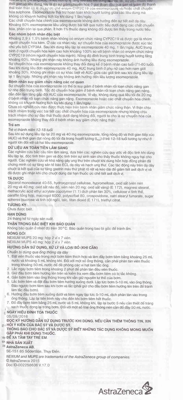 Viên nén Nexium Mups 40mg AstraZeneca điều trị trào ngược dạ dày - thực quản, loét dạ dày (2 vỉ x 7 viên)