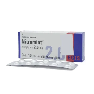 Viên nén Nitromint 2,6mg Egis Pharma điều trị bệnh động mạch vành, đau thắt ngực (3 vỉ x 10 viên)