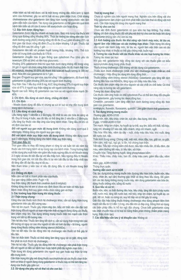 Viên nén Nivalin 5mg Sopharma điều trị sa sút trí tuệ, Alzheimer (1 vỉ x 20 viên)