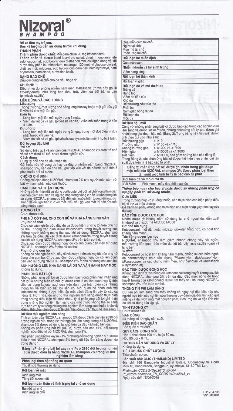 Dầu gội đầu Nizoral Shampoo Janssen điều trị và dự phòng gàu, lang ben và viêm da tiết bã (100ml)