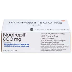 Viên nén Nootropil 800mg GSK điều trị hội chứng tâm thần (3 vỉ x 15 viên)