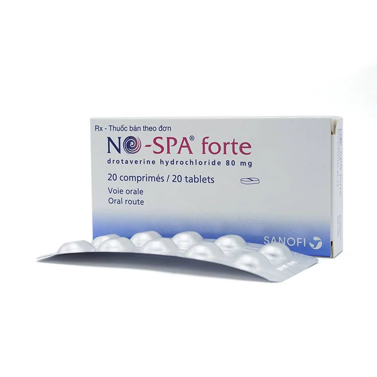 Thuốc No-Spa Forte 80mg Sanofi điều trị co thắt cơ trơn, sỏi túi mật, sỏi ống mật (2 vỉ x 10 viên)