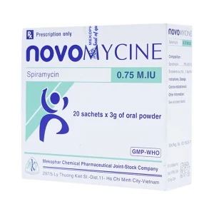 Thuốc cốm Novomycine 0,75 M.IU Mekophar điều trị nhiễm khuẩn đường hô hấp, da và sinh dục (20 gói x 3g)
