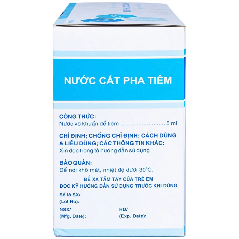 Nước cất pha tiêm Dược 3-2 hòa tan, pha loãng các chế phẩm thuốc (10 vỉ x 10 ống x 5ml)