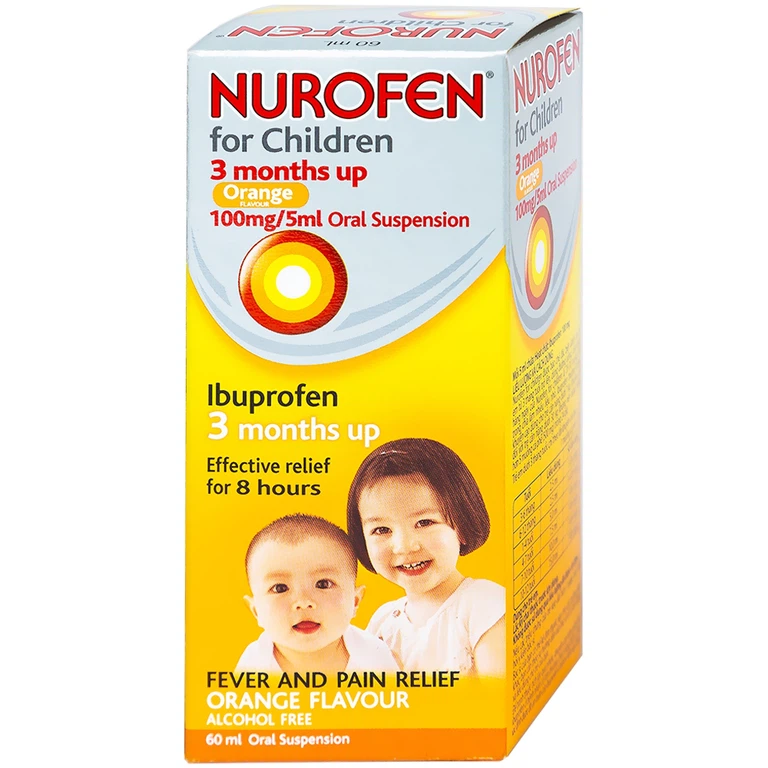 Hỗn dịch uống Nurofen for children hạ sốt, giảm đau răng, đau tai, đau họng (60ml)