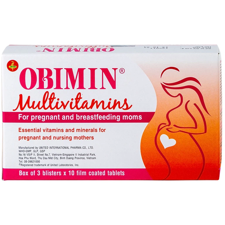 Viên nén Obimin Multivitamins United bổ sung vitamin và khoáng chất (3 vỉ x 10 viên)