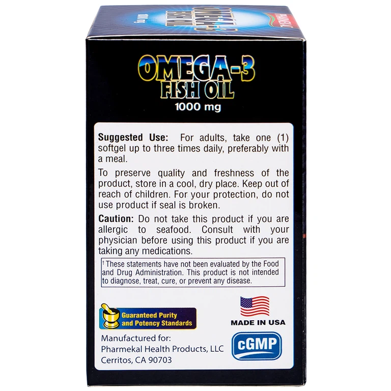 Viên uống Omega-3 Fish Oil 1000mg Pharmekal tăng cường sức khỏe cho hệ tim mạch, giúp bổ mắt (100 viên)